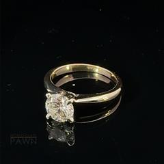 14K Yellow Gold Lab Grown Diamond Solitaire Ring .90 Ct. Size 4.25 2.1 grams